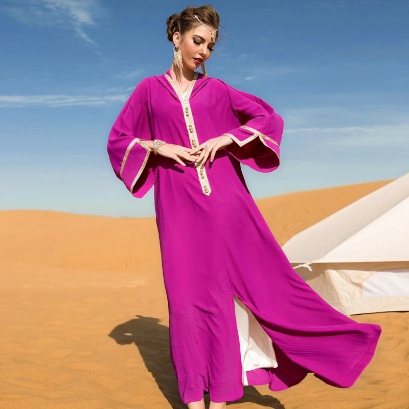 Arab Dubai Muslim Dress Women Hooded Full Sleeve Loose Robes Fashion Embroidery Elegant Jalabiya Abayas Muslim Dresses Vestidos
Arab Dubai Muslim Dress Women Hooded Full Sleeve Loose Robes Fashion Embroidery Elegant Jalabiya Abayas Muslim Dresses Vestidos