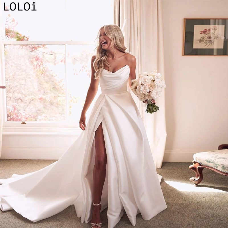 Simple Style Chest Pleated V-neck High Side Slit Sleeveless Princess A-line Tail Skirt Wedding Dress
Simple Style Chest Pleated V-neck High Side Slit Sleeveless Princess A-line Tail Skirt Wedding Dress