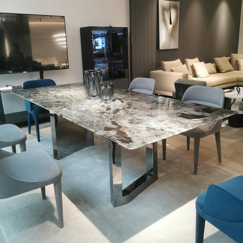 Italian luxury minimalist high-end stainless steel metal marble dining table rectangular luxury stone dining table furniture
Italian luxury minimalist high-end stainless steel metal marble dining table rectangular luxury stone dining table furniture