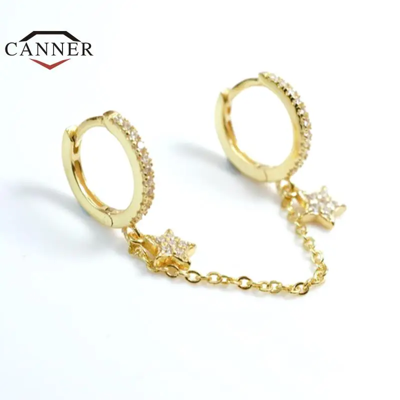 CANNER 925 Steling Silver Double Hoop Earrings for Women Charms Chain Round Circle Piercing Earings Fashion Jewelry Pendientes
CANNER 925 Steling Silver Double Hoop Earrings for Women Charms Chain Round Circle Piercing Earings Fashion Jewelry Pendientes