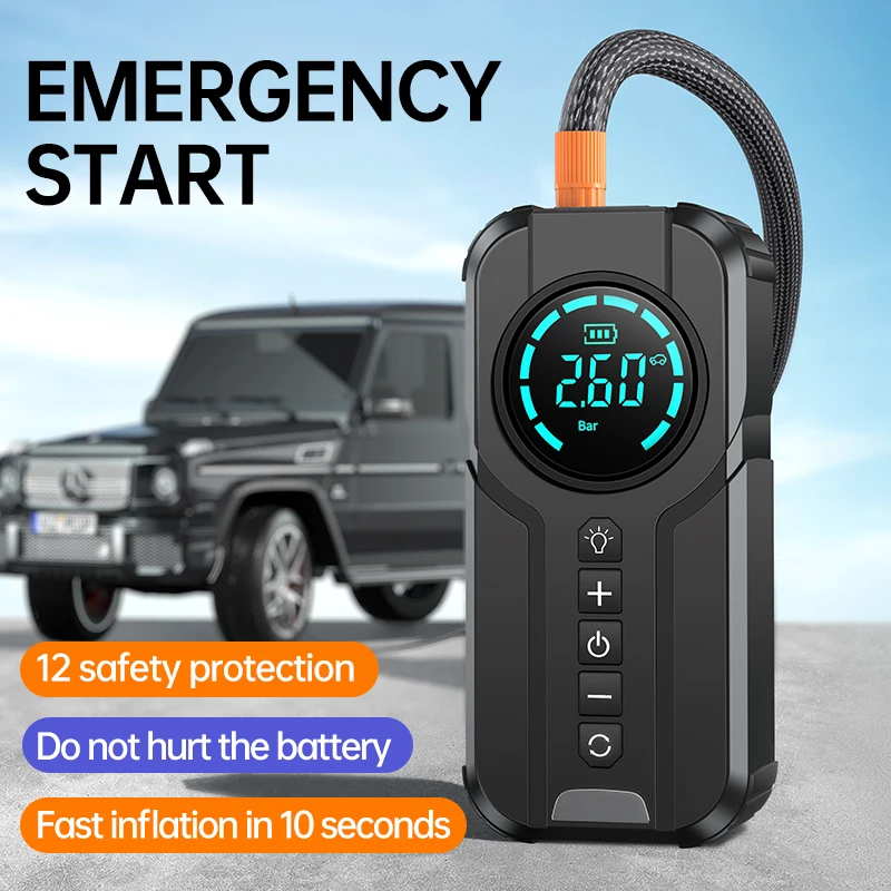 4 In 1 Car Jump Starter Air Pump Power Bank Lighting Portable Air Compressor Cars Battery Starters Starting Auto Tyre Inflator
4 In 1 Car Jump Starter Air Pump Power Bank Lighting Portable Air Compressor Cars Battery Starters Starting Auto Tyre Inflator