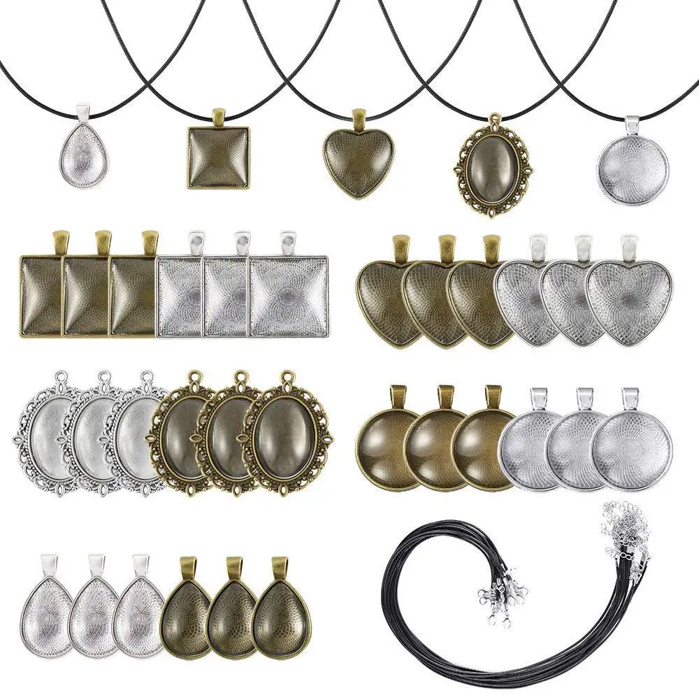 60Pcs Pendant Trays Bezel Pendant Trays Blanks with Glass Cabochons for Pendants Making and Jewelry Making 5 Styles
60Pcs Pendant Trays Bezel Pendant Trays Blanks with Glass Cabochons for Pendants Making and Jewelry Making 5 Styles