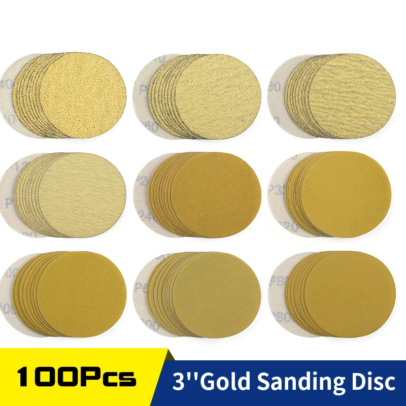 100 Pack 3 Inch Gold Hook & Loop Sanding Discs 75mm Sandpaper 40-1000 Grit for DA Sanders, Drill, Automotive Paint, Woodworking
100 Pack 3 Inch Gold Hook & Loop Sanding Discs 75mm Sandpaper 40-1000 Grit for DA Sanders, Drill, Automotive Paint, Woodworking