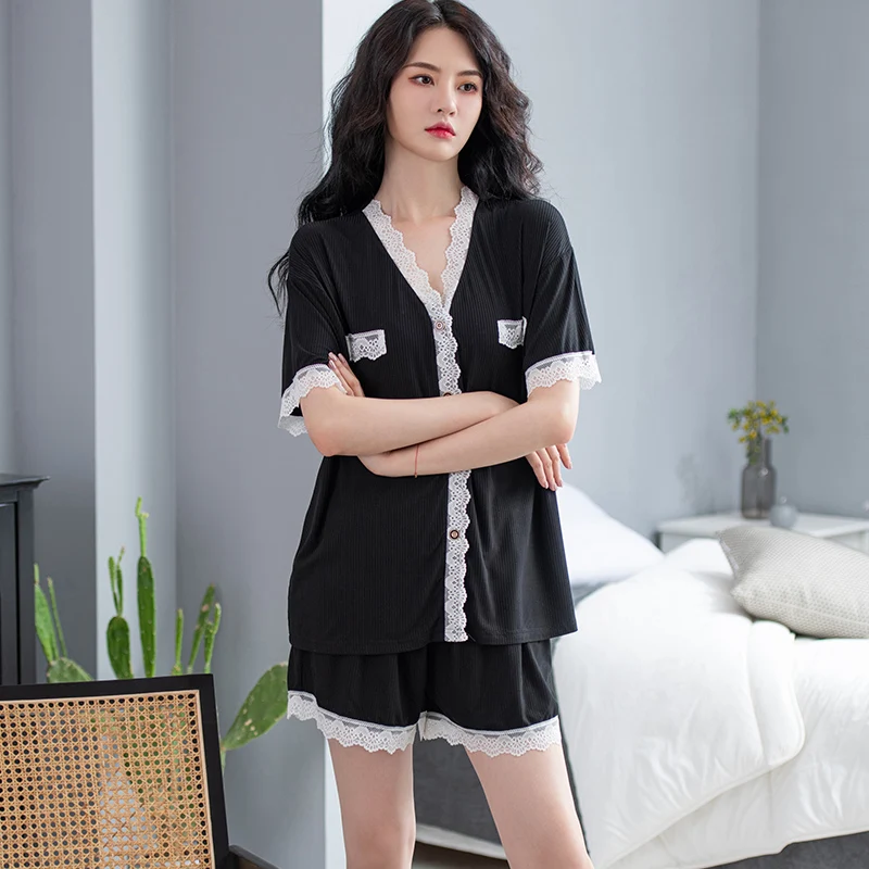 Summer Modal Women Pajamas Set Short Sleeve Cardigan Elegant Casual Soft M-XXL Female Homewear Clothing
Summer Modal Women Pajamas Set Short Sleeve Cardigan Elegant Casual Soft M-XXL Female Homewear Clothing