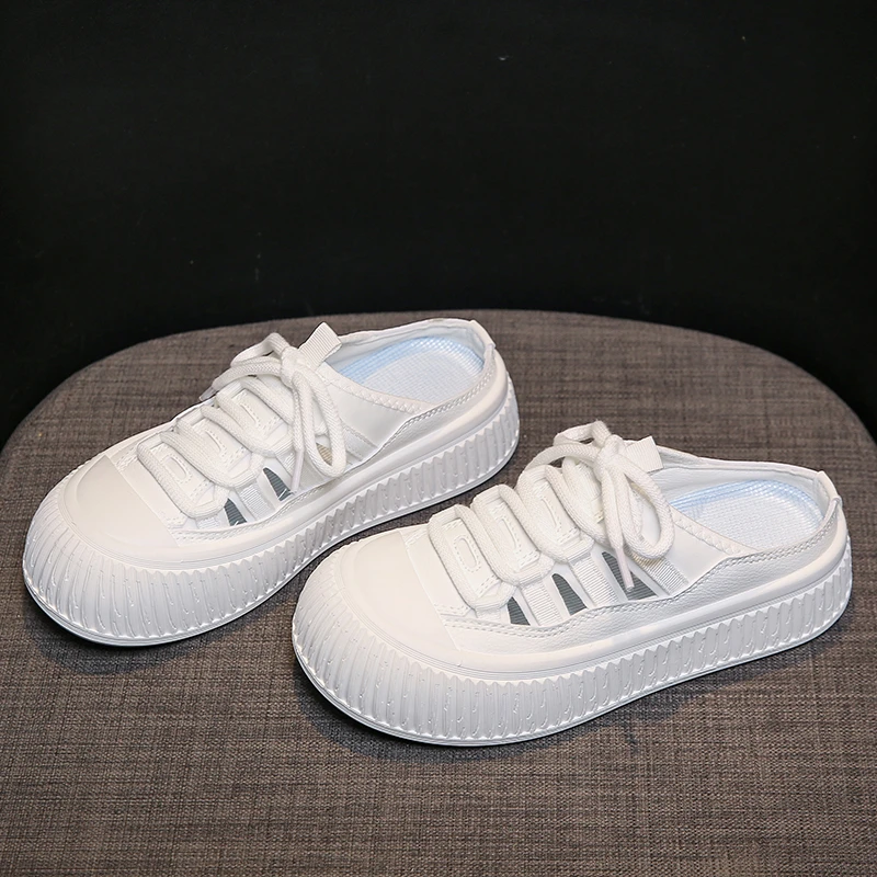 Summer Autumn Women's Fashion Baotou Half Slippers Wear Muffin Lace-Up Casual Canvas Platform Shoes Without Heel Inside Increase
Summer Autumn Women's Fashion Baotou Half Slippers Wear Muffin Lace-Up Casual Canvas Platform Shoes Without Heel Inside Increase