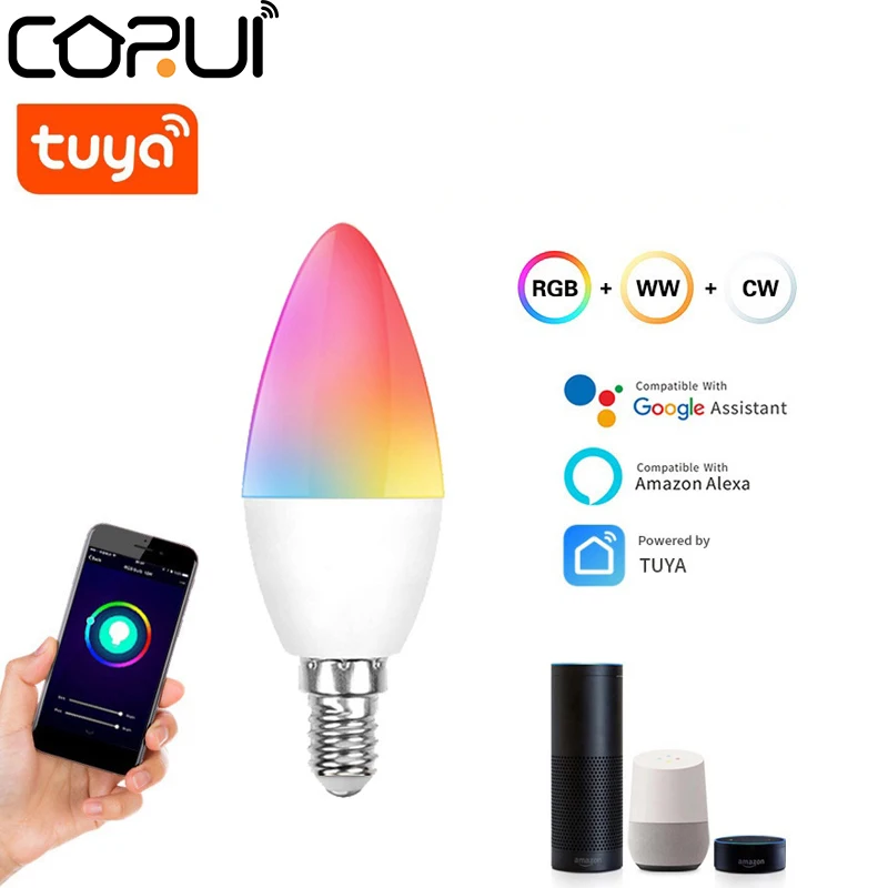 Tuya Smart Bulb E14 E12 5W RGB+CW+WW WiFi+Blue tooth Dual Mode Dimmable Light Voice Control Works With Alexa Google Assistant
Tuya Smart Bulb E14 E12 5W RGB+CW+WW WiFi+Blue tooth Dual Mode Dimmable Light Voice Control Works With Alexa Google Assistant