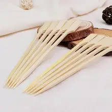 100pcs Sturdy Bamboo Skewers Wooden Roasting BBQ Cocktail Kebabs Sticks Party Buffet Food Disposable Meatballs Flat Paddle Picks