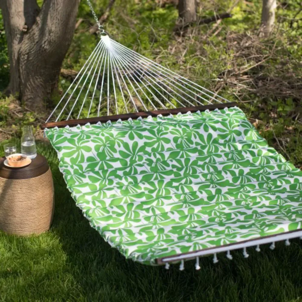 51324-TP Garden Bloom 2 Person Hammock with Pillow, 100% Polyester Fabric,Spring Green Color,139.80 X 55.10 X 3.50 Inches
51324-TP Garden Bloom 2 Person Hammock with Pillow, 100% Polyester Fabric,Spring Green Color,139.80 X 55.10 X 3.50 Inches