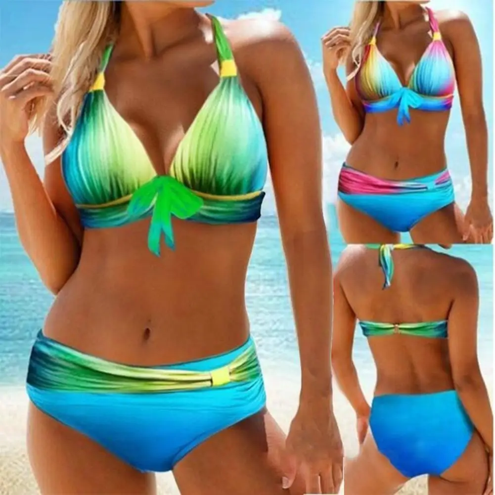 for Swimming Bra Padded Swimsuit Bikini Set Multicolor Gradient Color Two Piece Bow Decor Mid Waist Briefs for Swimming
for Swimming Bra Padded Swimsuit Bikini Set Multicolor Gradient Color Two Piece Bow Decor Mid Waist Briefs for Swimming