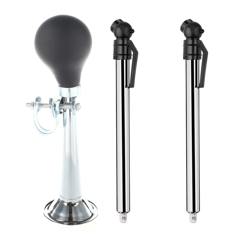 3 Pcs Accessories: 1 Pcs Warning Horn Trumpet Sonor For Bike Bicycle & 2 Pcs Tire Pressure Gauges, Pencil Style
3 Pcs Accessories: 1 Pcs Warning Horn Trumpet Sonor For Bike Bicycle & 2 Pcs Tire Pressure Gauges, Pencil Style