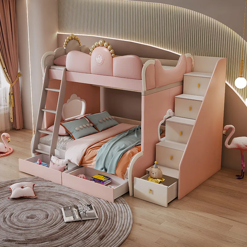 Soft bag princess girl pink upper and lower bed light luxury modern high and low bed combination girl solid wood bunk bed
Soft bag princess girl pink upper and lower bed light luxury modern high and low bed combination girl solid wood bunk bed