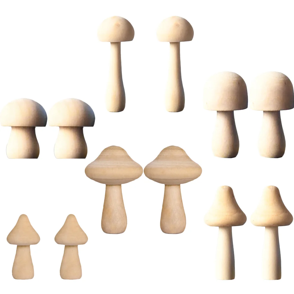 

Mushroom Wooden Peg Mushrooms Model Mini Unpainted Figures Natural Wood Statue Diy Tiny Blank Painting Figurine Toys Toy