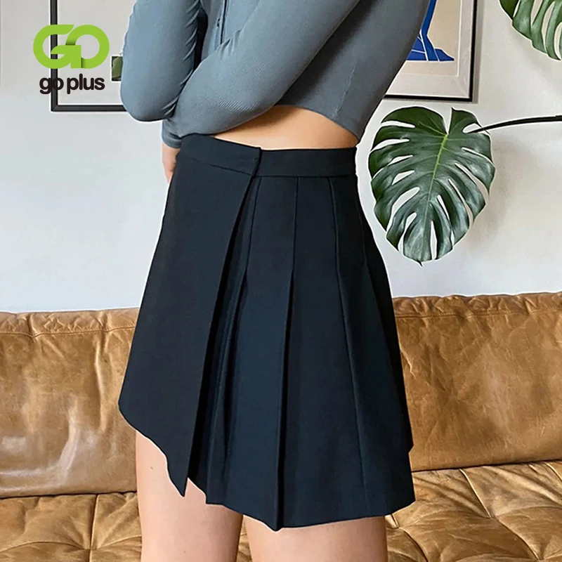 

GOPLUS Skirt Harajuku Mini Skirts Womens Korean Fashion High Waist Pleated Black Short Cute Skirt Jupe Rokken Dames Spodnica