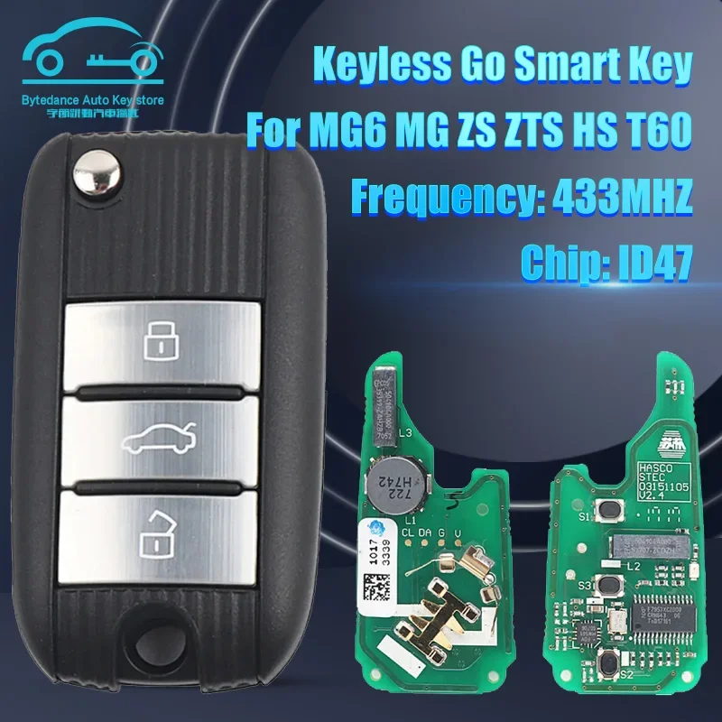 OEM Smart Remote Car Key 3 Buttons Fob for MG MG5 Morris Garage ZS MG6 HS 2017 2018 2019 Keyless Go Genuine 433mhz ID47 PCF7953X
OEM Smart Remote Car Key 3 Buttons Fob for MG MG5 Morris Garage ZS MG6 HS 2017 2018 2019 Keyless Go Genuine 433mhz ID47 PCF7953X