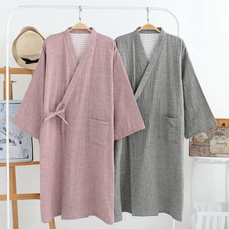 Cotton Women's Bathrobe Japanese Style Kimono Ladies Summer Bath Robe V Neck Long Sleeve Spring Crepe Comfortable Homewear 2023
Cotton Women's Bathrobe Japanese Style Kimono Ladies Summer Bath Robe V Neck Long Sleeve Spring Crepe Comfortable Homewear 2023