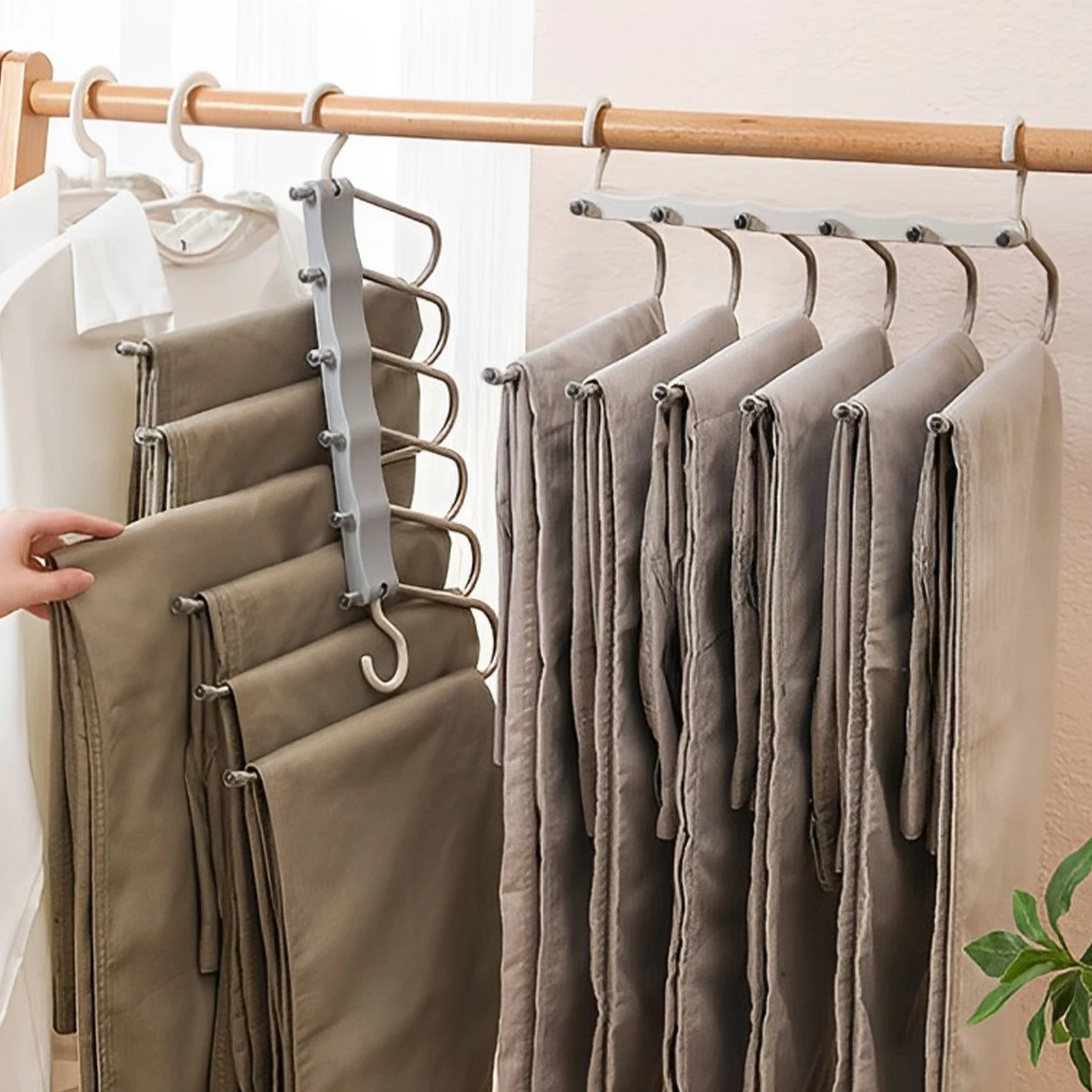 2Pcs Pants Hanger 6 Layers Space Saving Trousers Hangers Stainless Steel Multiple Layers Clothes Hanger Adjustable Non-Slip
2Pcs Pants Hanger 6 Layers Space Saving Trousers Hangers Stainless Steel Multiple Layers Clothes Hanger Adjustable Non-Slip