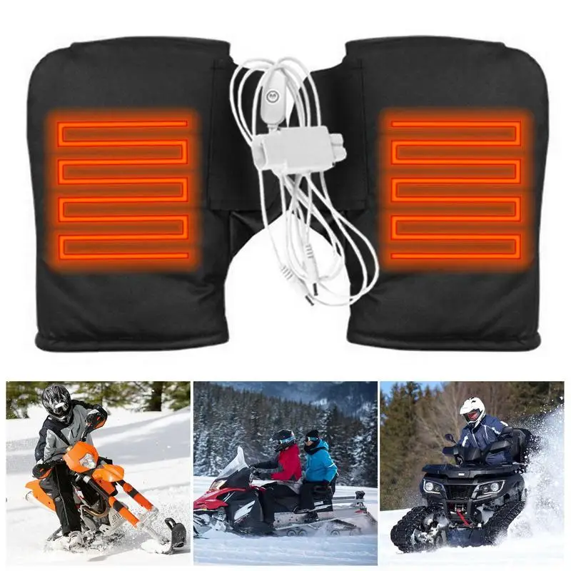 

Heated Handlebar Gloves Electric Heated Muffs For Unisex Adjustable Temperature Waterproof Gloves Winter Thermal For Bike Rider