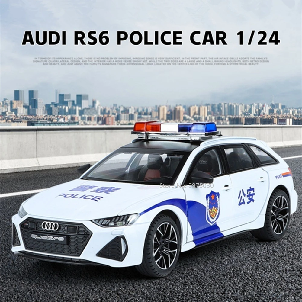 1/24 Scale Audi RS6 Police Car Toy Alloy Model Diecast Metal Simulation Vehicles Model Sound and Light Collection Gifts for Kids
1/24 Scale Audi RS6 Police Car Toy Alloy Model Diecast Metal Simulation Vehicles Model Sound and Light Collection Gifts for Kids