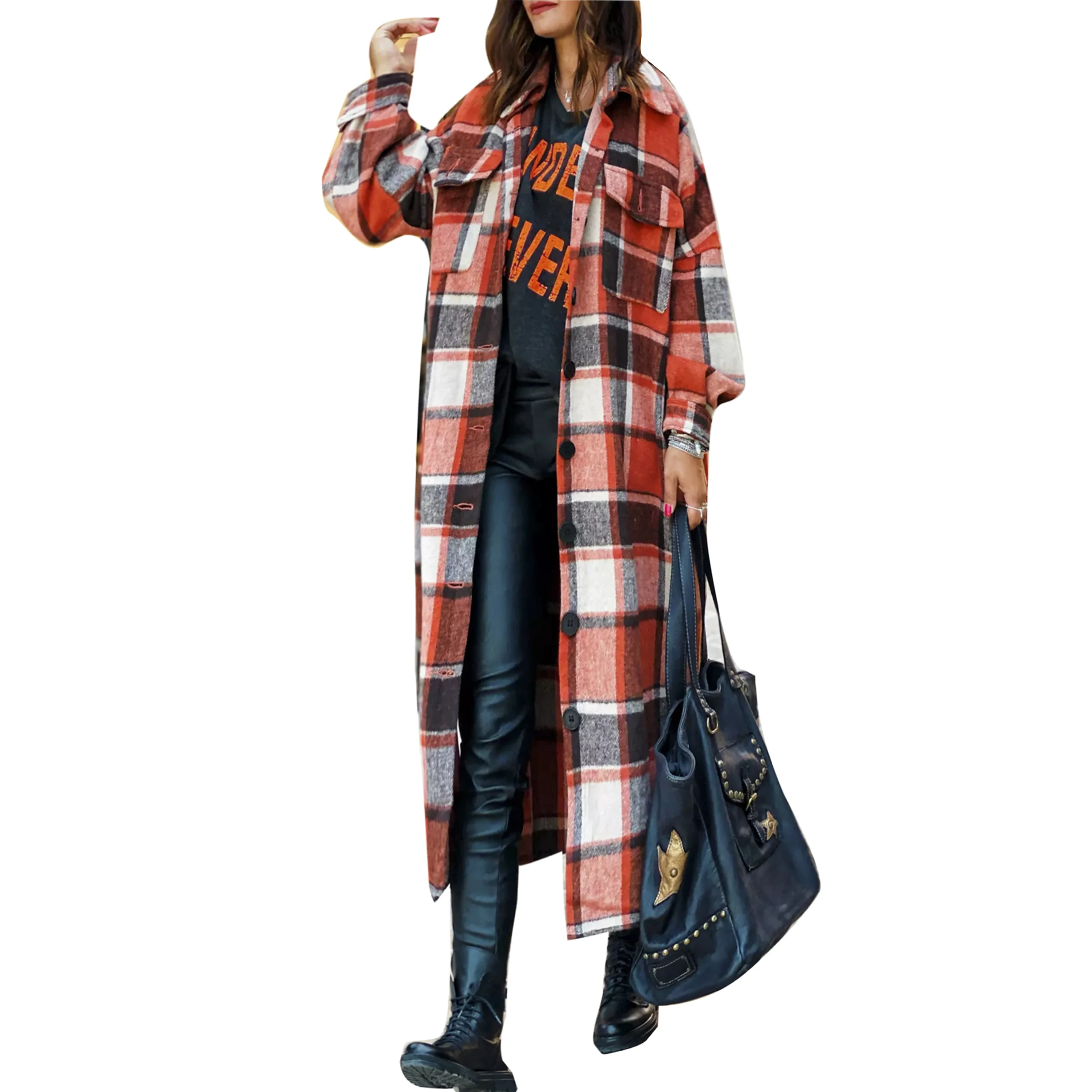 High Quality New Autumn Overcoat Autumn Long Shirts Jackets Plaid Turn-Down Collar Long Sleeve Woolen Coat Women Outerwear 2021
High Quality New Autumn Overcoat Autumn Long Shirts Jackets Plaid Turn-Down Collar Long Sleeve Woolen Coat Women Outerwear 2021
