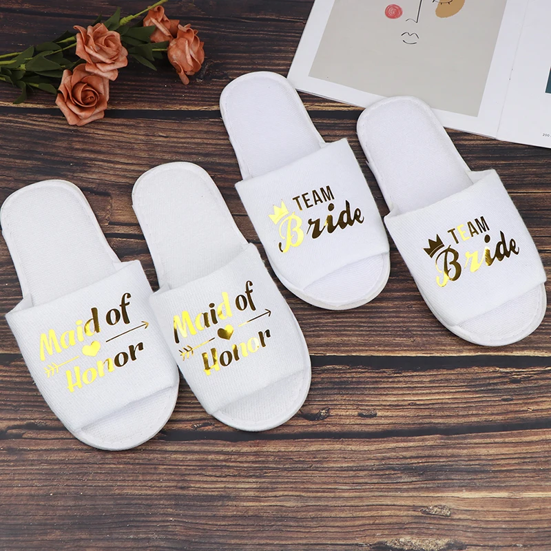 1pair bride shower bride wedding decoration bridesmaid hen party spa soft slippers ladies bachelorette party supplies gifts 
1pair bride shower bride wedding decoration bridesmaid hen party spa soft slippers ladies bachelorette party supplies gifts