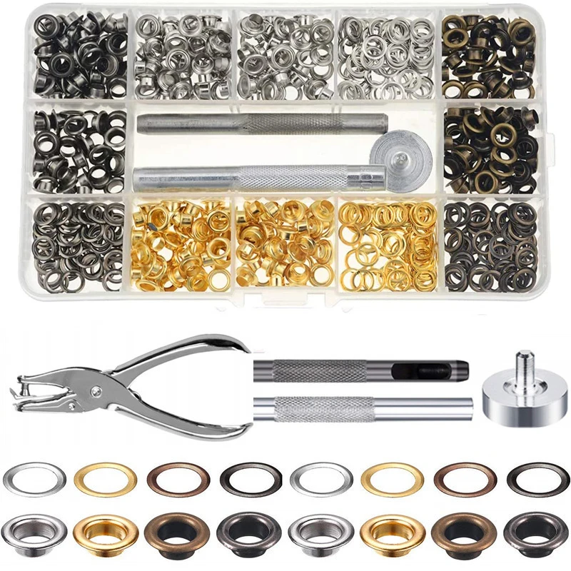 200set 6mm Metal Eyelet with Washer Fit Leather Craft Shoes Belt Cap Repair Accessories Bag Clothing Hat DIY Buttons Buckles Kit
200set 6mm Metal Eyelet with Washer Fit Leather Craft Shoes Belt Cap Repair Accessories Bag Clothing Hat DIY Buttons Buckles Kit