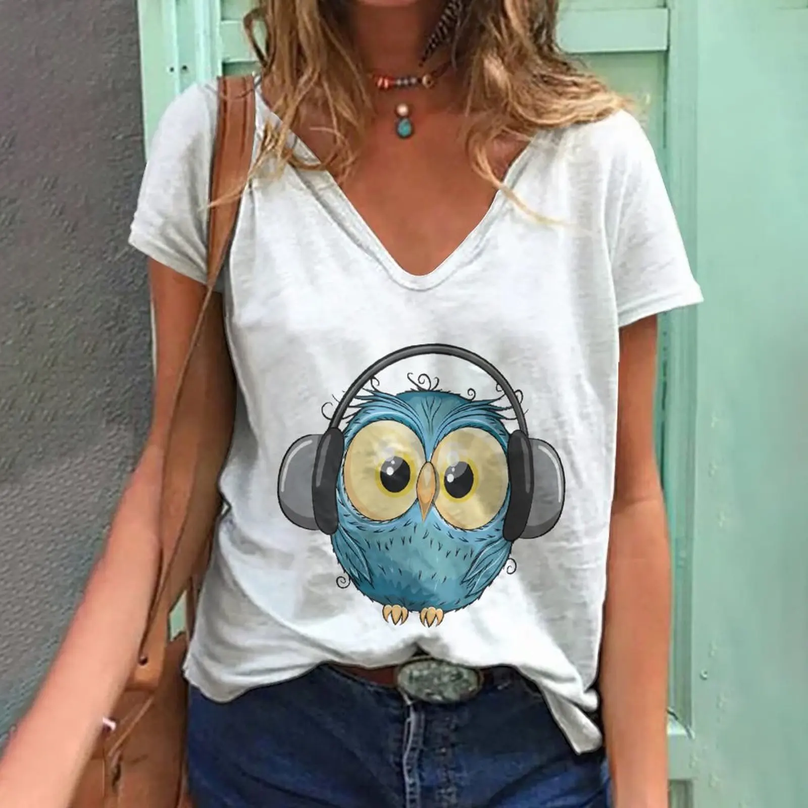 Summer fashion foreign trade women's T-shirt Harajuku graphic cute T-shirt owl print new anime V-neck T-shirt women's top
Summer fashion foreign trade women's T-shirt Harajuku graphic cute T-shirt owl print new anime V-neck T-shirt women's top
