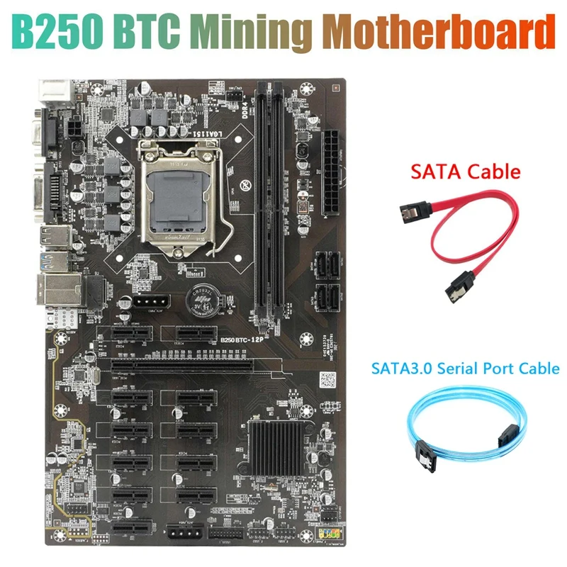 B250 BTC Mining Motherboard With SATA3.0 Serial Port Cable+SATA Cable 12Xgraphics Card Slot LGA 1151 DDR4 For BTC Miner
B250 BTC Mining Motherboard With SATA3.0 Serial Port Cable+SATA Cable 12Xgraphics Card Slot LGA 1151 DDR4 For BTC Miner