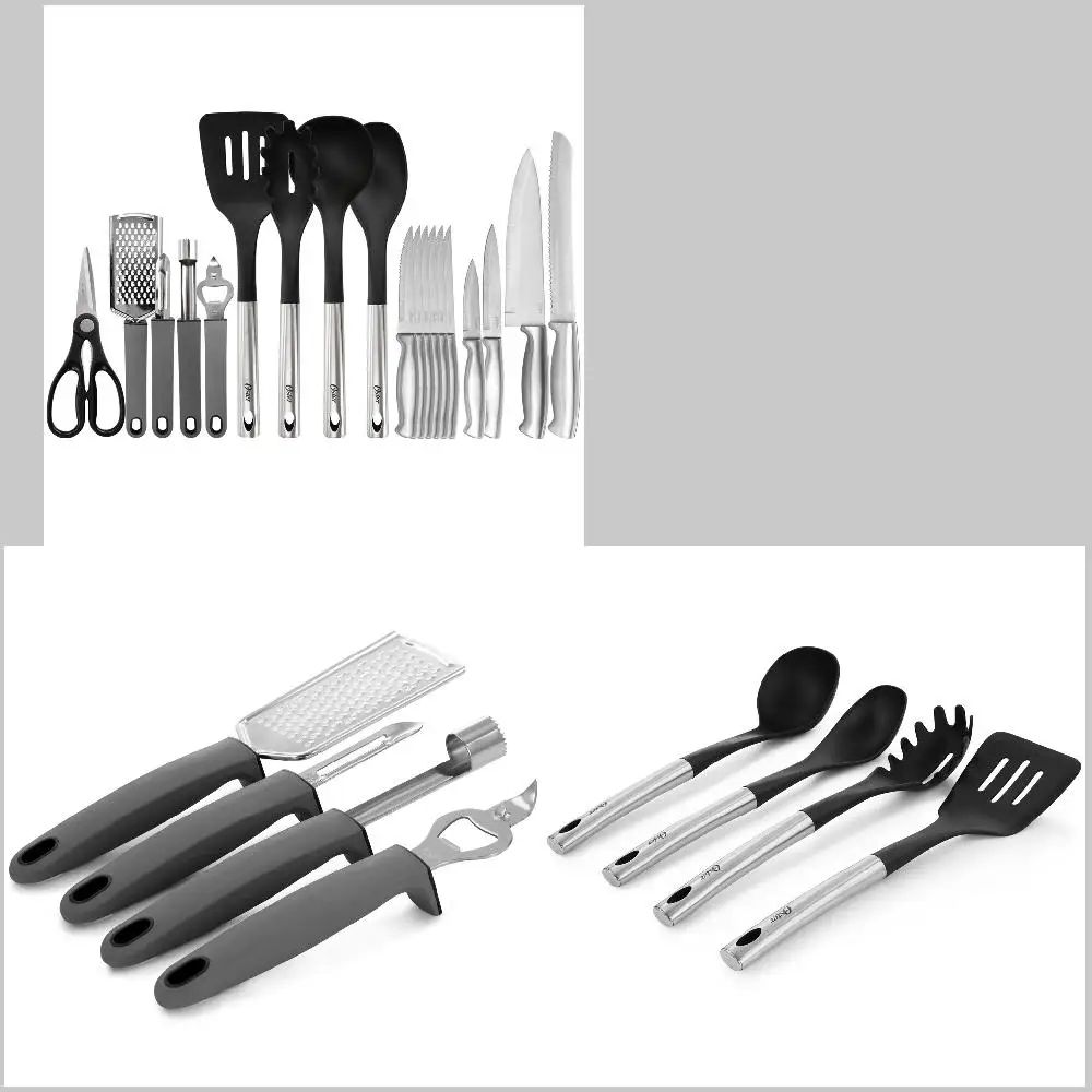 Deluxe 19-Piece Nylon and Stainless Steel Kitchen Tool and Utensil Set - Best Quality Cooking Utensils for Home, Professional Ch
Deluxe 19-Piece Nylon and Stainless Steel Kitchen Tool and Utensil Set - Best Quality Cooking Utensils for Home, Professional Ch