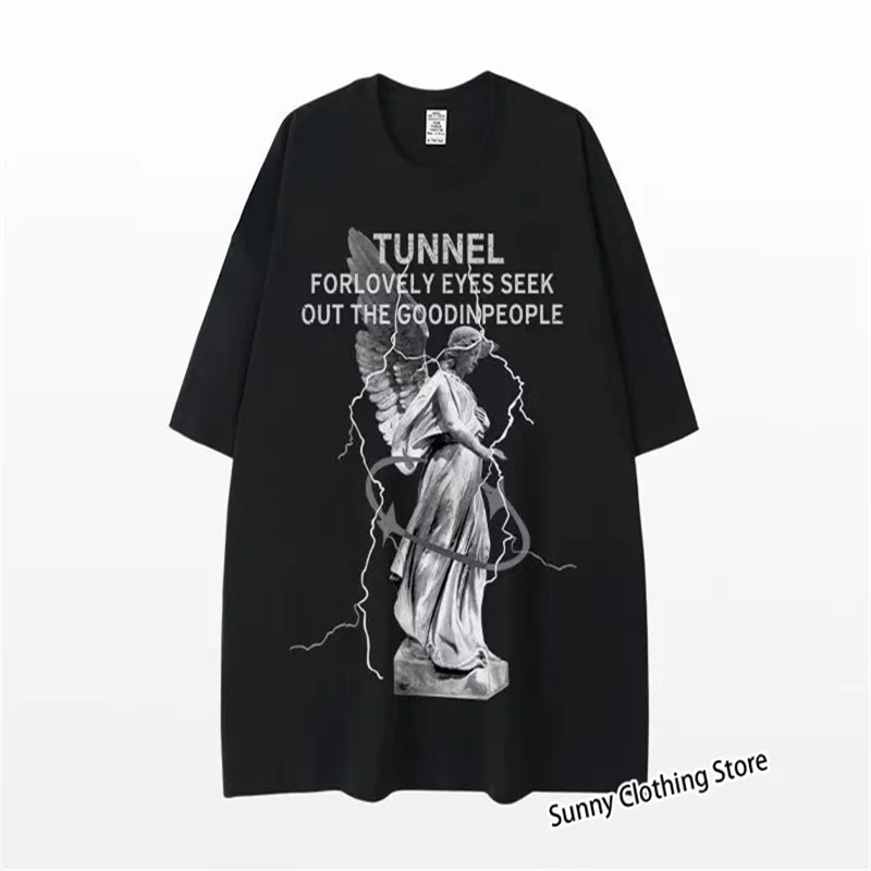 Cotton Mens Gothic T-Shirt Vintage Shirts Fallen Angel Print Harajuku Street Punk Hip Hop Korean Style Summer Tops Free Shipping
Cotton Mens Gothic T-Shirt Vintage Shirts Fallen Angel Print Harajuku Street Punk Hip Hop Korean Style Summer Tops Free Shipping