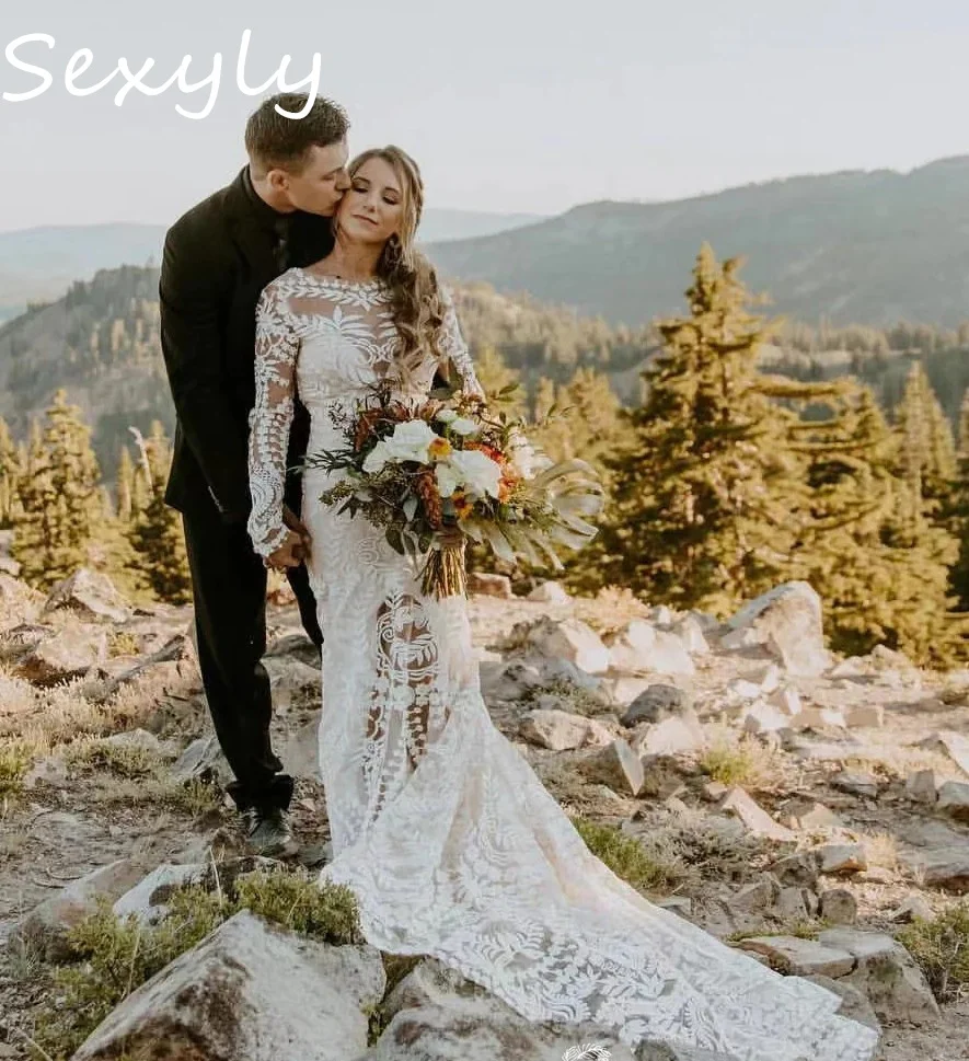 Bohemian Mermaid Lace Wedding Dress 2023 Long Sleeve Backless Boho Rustic Wedding Dresses With Train Elegant Plus SIze Bride
Bohemian Mermaid Lace Wedding Dress 2023 Long Sleeve Backless Boho Rustic Wedding Dresses With Train Elegant Plus SIze Bride