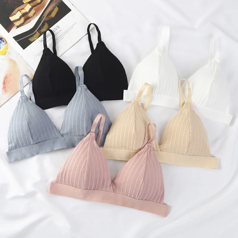 

Cotton Crop Top Bras For Women French Style Lingerie Adjustable Wireless Tank Top Comfy Underwear Unwired Soft Girls Camisole