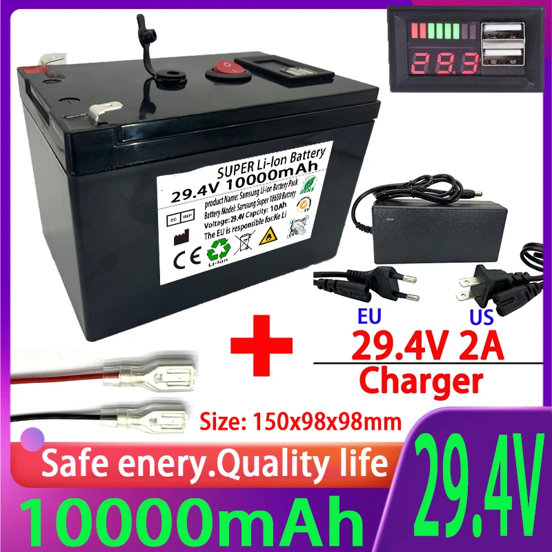 29.4V 7S 10000MAh BMS With USB 5.1 DC Charging And Discharging Plug 500W High Power Battery 25.2V Electric Bike
29.4V 7S 10000MAh BMS With USB 5.1 DC Charging And Discharging Plug 500W High Power Battery 25.2V Electric Bike
