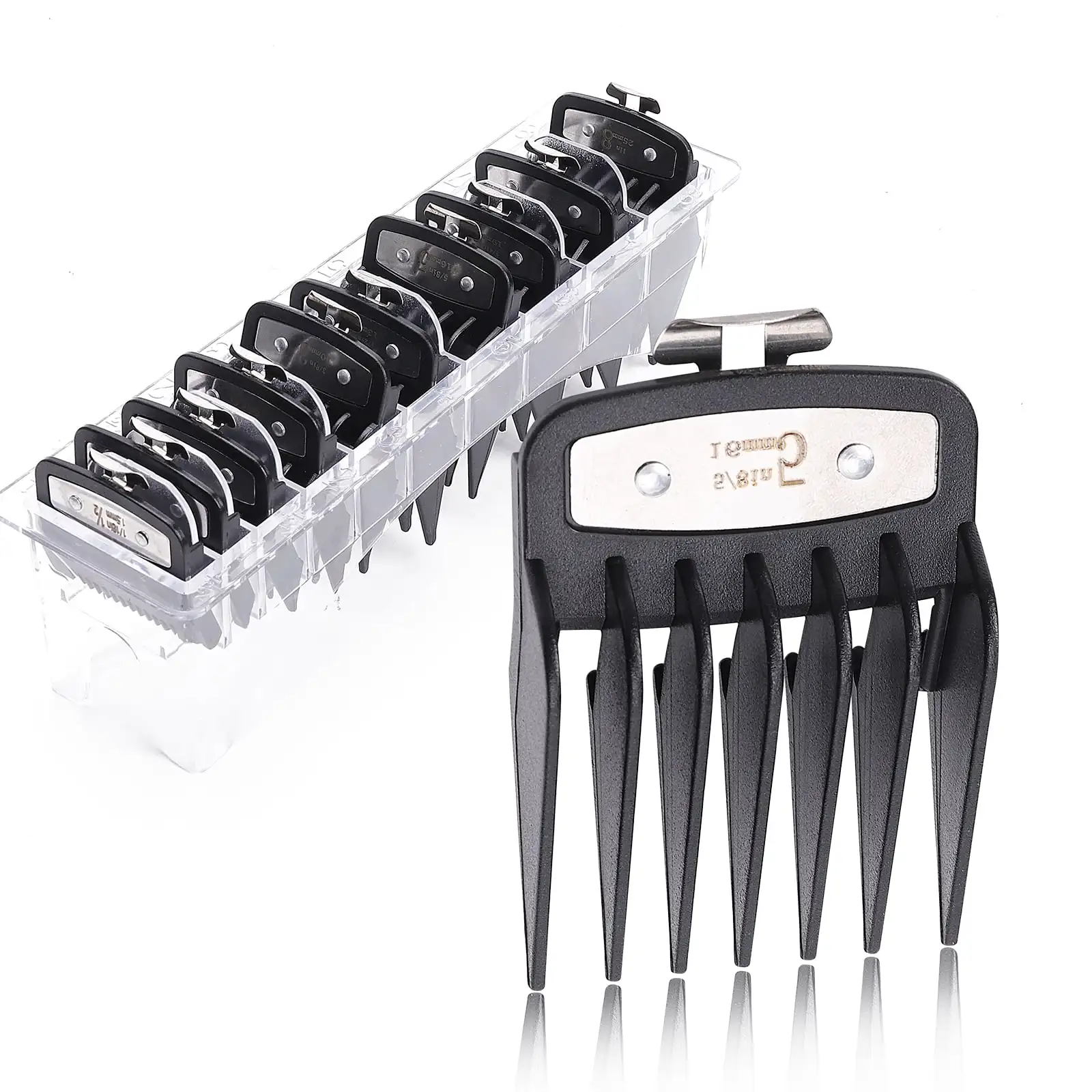 Professional Hair Clipper Guards Guides Coded Cutting Guides #3170-400- 1/8” to 1 fits for all Clippers(Black Color)
Professional Hair Clipper Guards Guides Coded Cutting Guides #3170-400- 1/8” to 1 fits for all Clippers(Black Color)