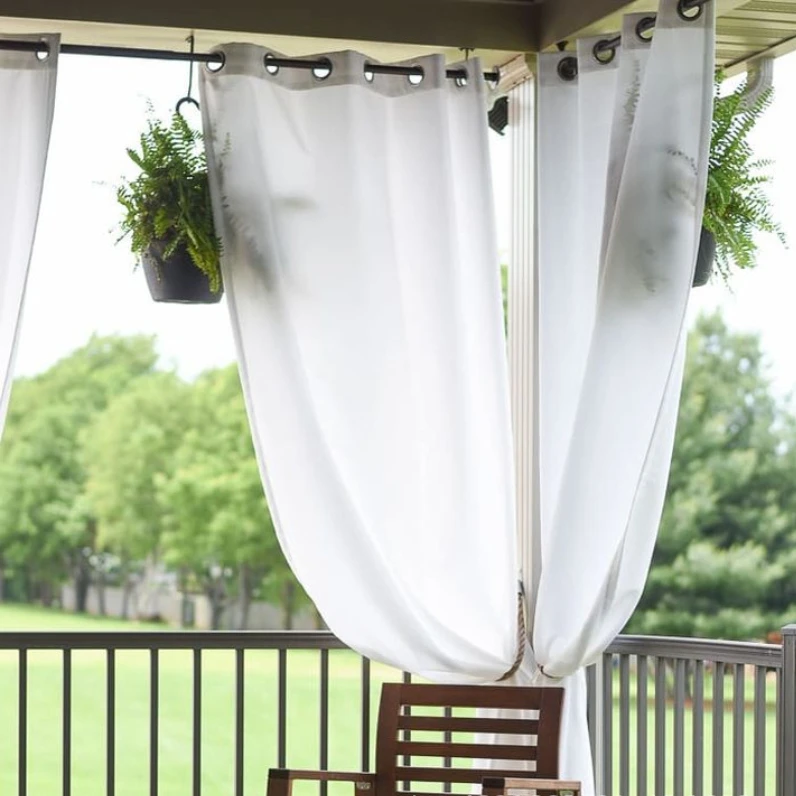 Waterproof Outdoor Sheer Gazebo Terrace Curtains White Rainproof Sunscreen Bedroom Balcony Semi-shading Living Room Finished 
Waterproof Outdoor Sheer Gazebo Terrace Curtains White Rainproof Sunscreen Bedroom Balcony Semi-shading Living Room Finished