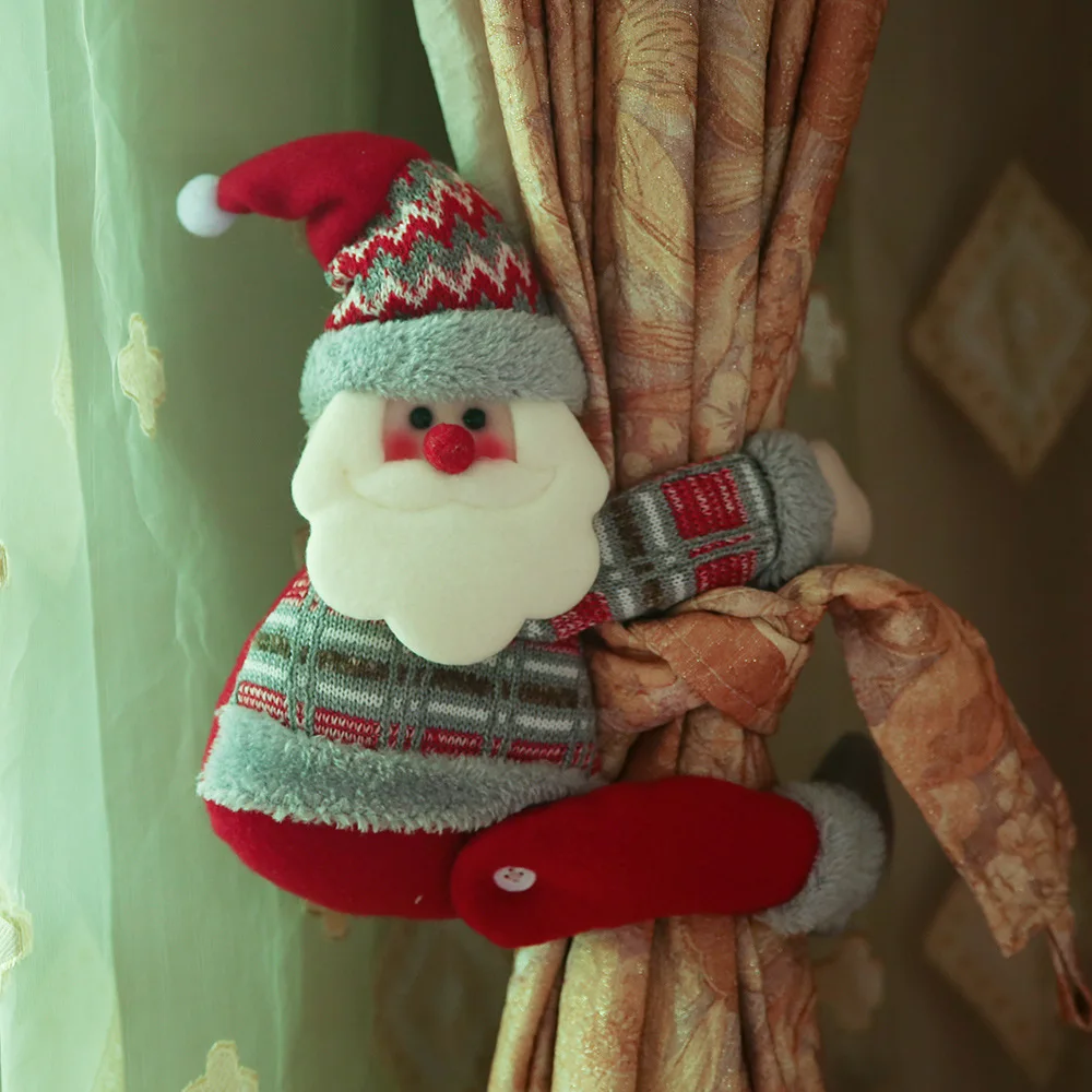 

2 шт. 34 см Рождественская занавеска держатель Пряжка плюшевый лось Санта-Клаус Снеговик куклы Декор рождественские украшения домашняя комн...