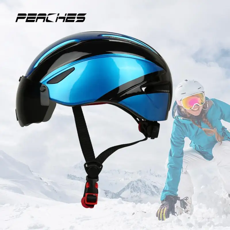 

Snowboard helmet Men Women Goggles Race Bike Bicycle Helmets With Lens Aero Helmet Tt Time Trial Cycling skating Casco Ciclismo