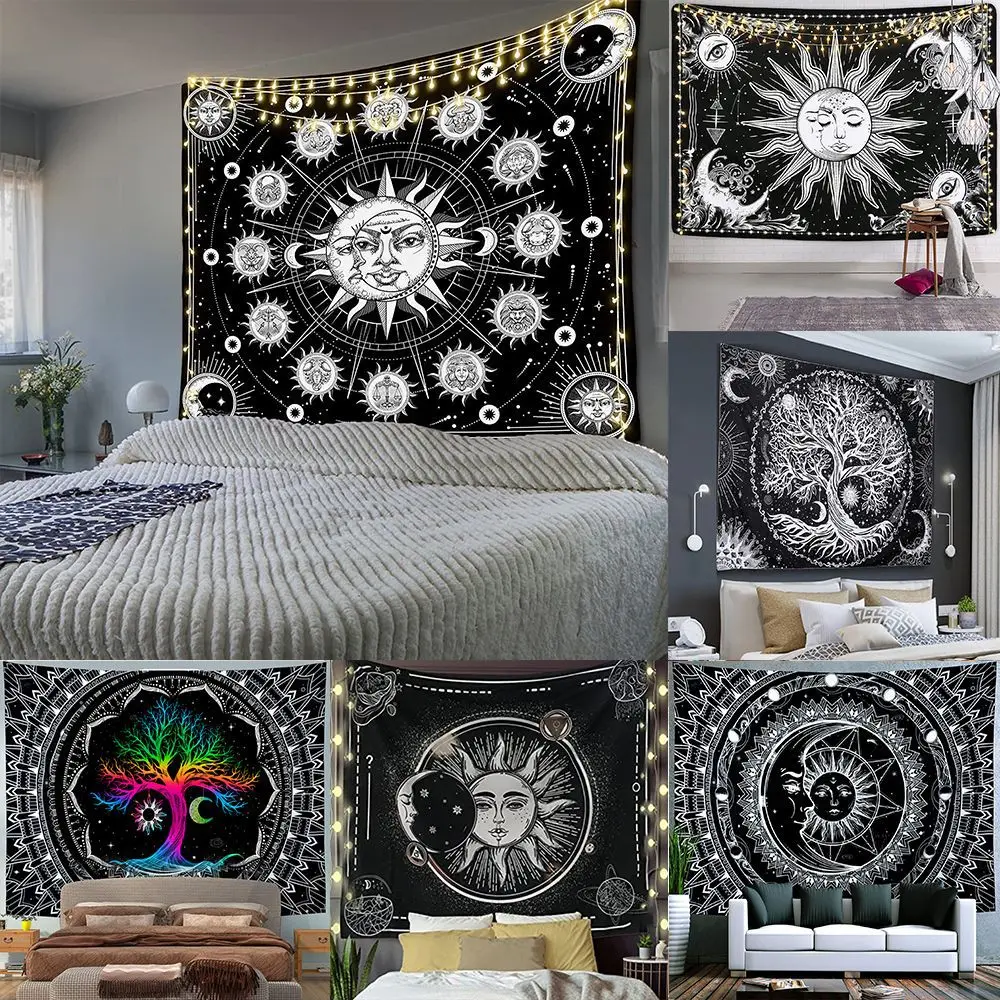 Black and White Tapestry Moon Sun Tapestries Mystic Tapestry Wall Hanging Burning Sun Tapestry with Star for Bedroom Living Room
Black and White Tapestry Moon Sun Tapestries Mystic Tapestry Wall Hanging Burning Sun Tapestry with Star for Bedroom Living Room