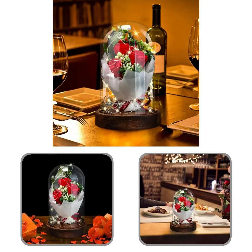 Fine Workmanship Glass Artificial Rose Flower LED Night Light for Household
Fine Workmanship Glass Artificial Rose Flower LED Night Light for Household