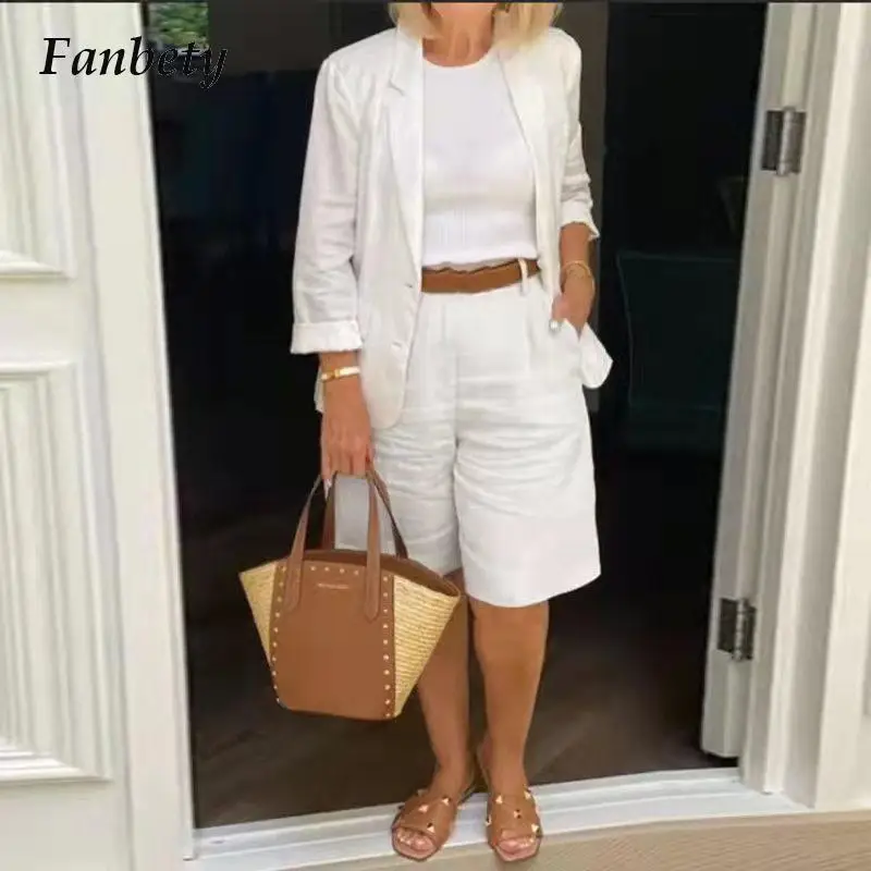 Summer Fashion Solid 2 Piece Set Women Casual Coat + Elastic Waist Shorts Outfits Female Pocket Middle Trouser Loose Streetwear
Summer Fashion Solid 2 Piece Set Women Casual Coat + Elastic Waist Shorts Outfits Female Pocket Middle Trouser Loose Streetwear