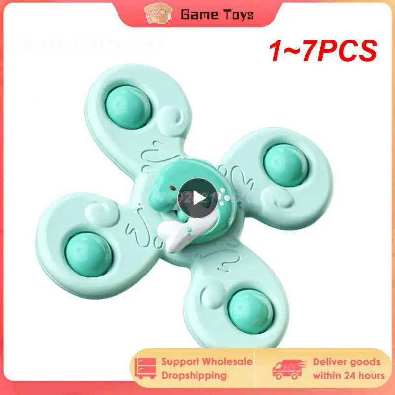 

1~7PCS Baby Bath Toys Funny Bathing Sucker Spinner Suction Cup Cartoon Rattles Fidget Sensory Educational Toys for Children Boys