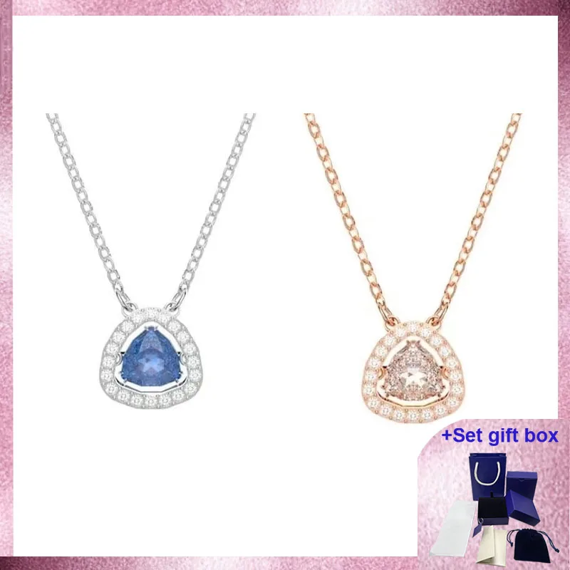 

Высококачественное ожерелье Millenia, треугольная бриллиантовая огранка, синее, розовое золото, красивая подарочная коробка, бесплатная доставка
