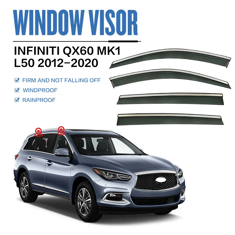 Пластиковый козырек для окна INFINITI QX60 L50 2012-2020, вентиляционные оттенки, защита от солнца и дождя для INFINITI QX60
Пластиковый козырек для окна INFINITI QX60 L50 2012-2020, вентиляционные оттенки, защита от солнца и дождя для INFINITI QX60