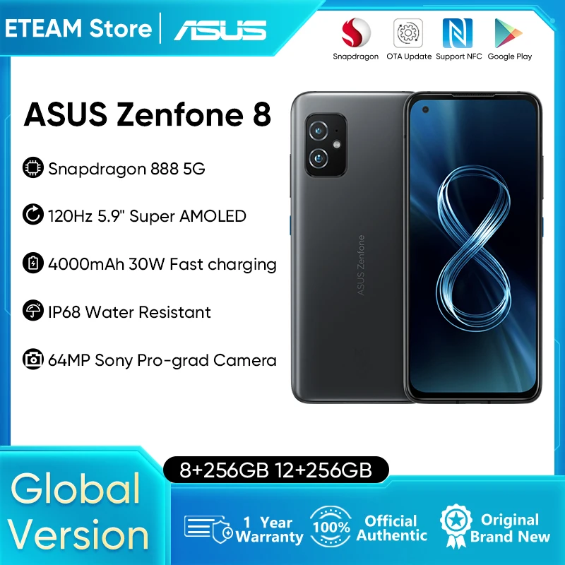 

ASUS Zenfone 8 5G Smartphone Snapdragon 888 5.9'' 4000mAh 30W Fast Charging Global Version NFC OTA Mobile Phone Android 11