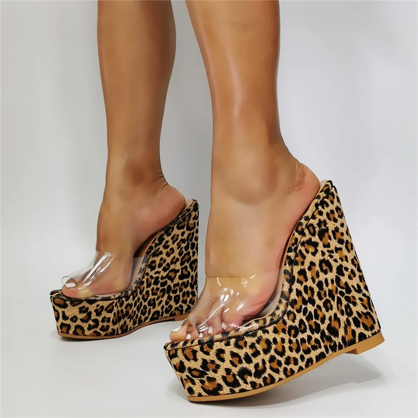 Original Intention Women Wedges Sandals Peep Toe Leopard High Heels Slippers PVC Transparent Casual Shoes Woman Plus Size 4-15 
Original Intention Women Wedges Sandals Peep Toe Leopard High Heels Slippers PVC Transparent Casual Shoes Woman Plus Size 4-15