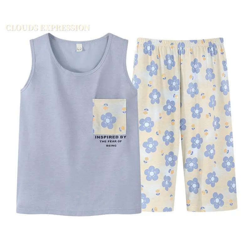 Summer Nightwear Capris Middle-aged Lady PJ Floral Women Pajama Sets Pyjamas Sleepwear Loungewear Pijama Mujer Homewear Fashion
Summer Nightwear Capris Middle-aged Lady PJ Floral Women Pajama Sets Pyjamas Sleepwear Loungewear Pijama Mujer Homewear Fashion
