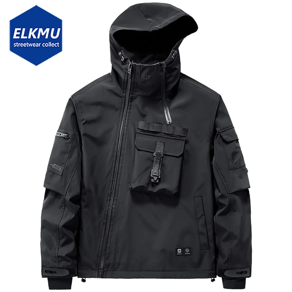 Куртка Techwear мужская с капюшоном модная уличная одежда в стиле хип-хоп панк пальто