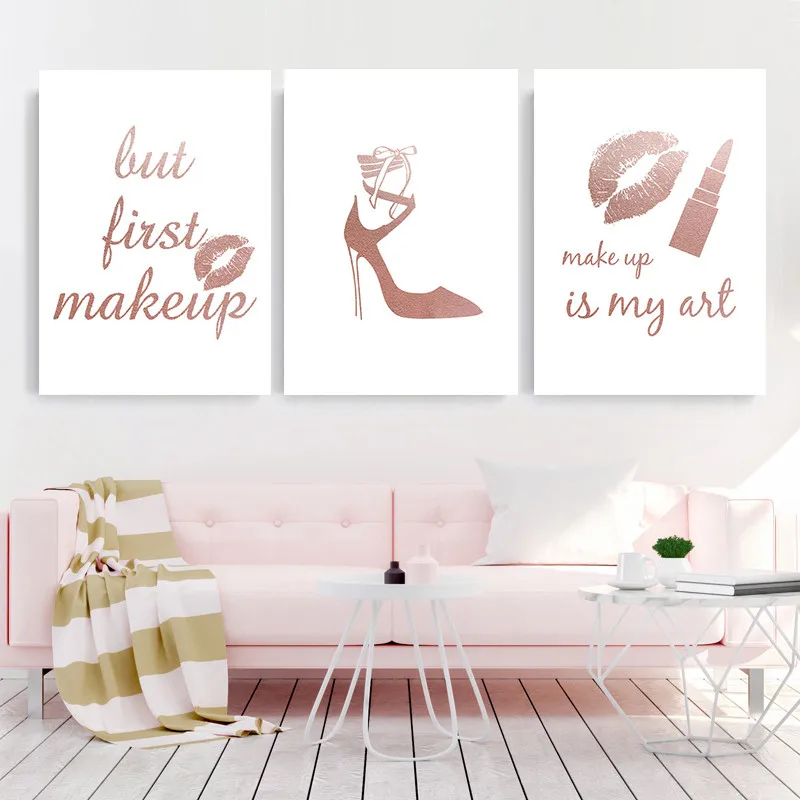 Fashion Eye Rose Gold Makeup Canvas Painting Lips Wall Art Poster Pictures Beauty Salon Decoration Girl Bedroom Room Decor 
Fashion Eye Rose Gold Makeup Canvas Painting Lips Wall Art Poster Pictures Beauty Salon Decoration Girl Bedroom Room Decor