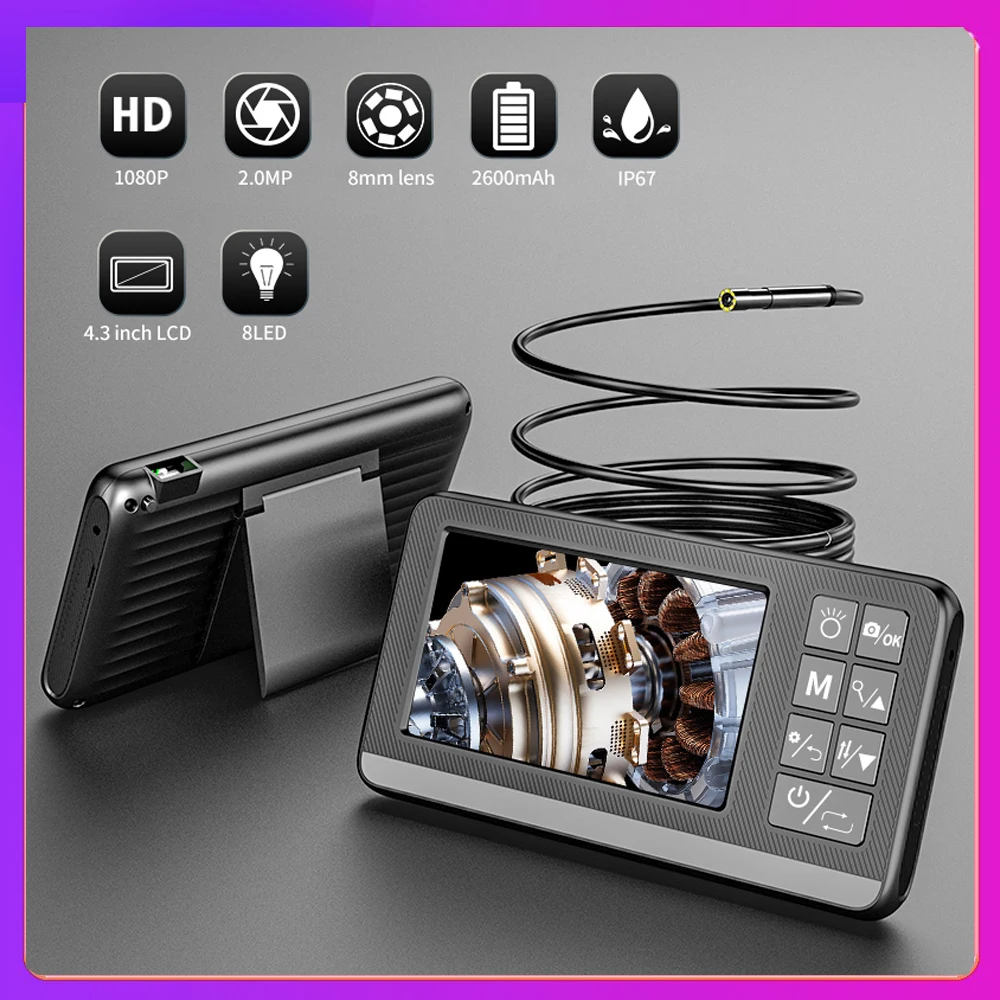 Industrial Endoscope Camera 1080P HD 4.3 " LCD Digital Inspection Camera WIth Hard Wire for Car Engine Borescope 2600mAh
Industrial Endoscope Camera 1080P HD 4.3 " LCD Digital Inspection Camera WIth Hard Wire for Car Engine Borescope 2600mAh
