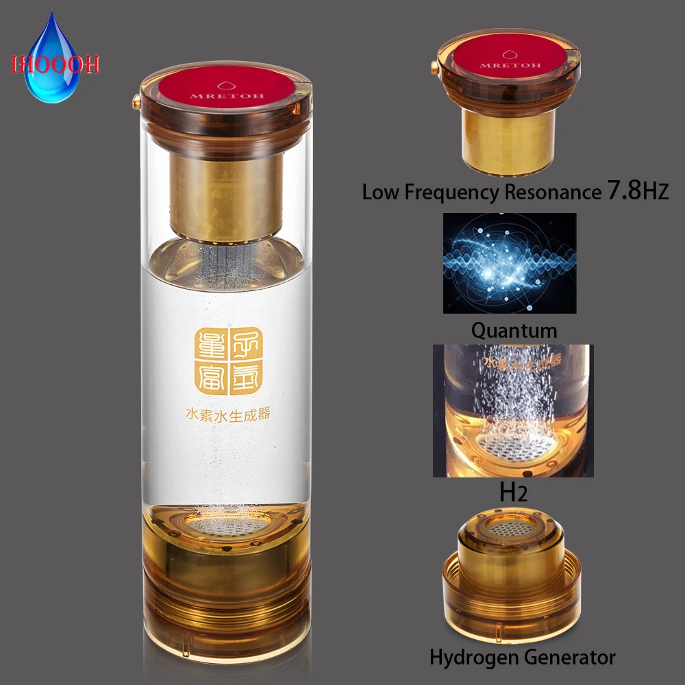 

Portable MRETOH 7.8 Hertz Cup Hydrogen Water Generator Bottle Alkaline H2 Electrolysis Ionizer Quantum Glass Improve Immunity