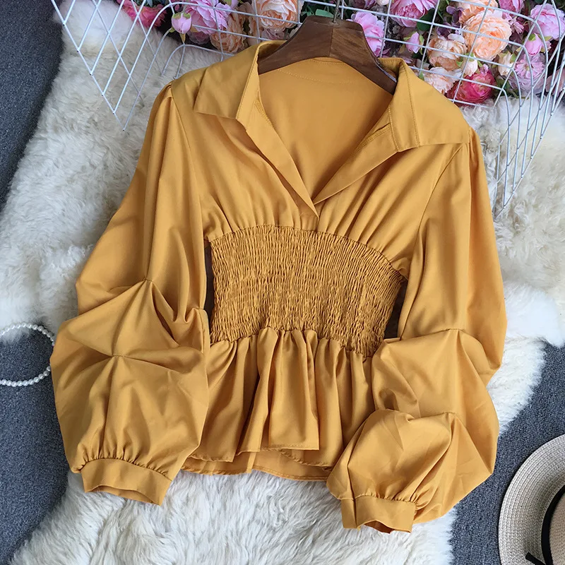 Solid Elastic Puff Long Sleeve Blouse Spring Fall Slim Women Office Blouses Elegant Korean Fashion White Yellow Shirt Tops Blusa
Solid Elastic Puff Long Sleeve Blouse Spring Fall Slim Women Office Blouses Elegant Korean Fashion White Yellow Shirt Tops Blusa